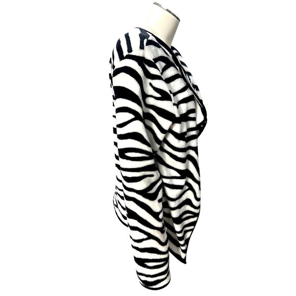 CCC Zebra Print Open Front Cardigan Sweater Trendy Black White Printed Pattern L - Picture 4 of 6